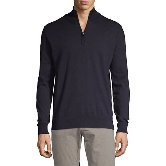 5/$15 SALE FRENCH CONNECTION Quarter Zip Utility Blue Sweater Large - Picture 1 of 16